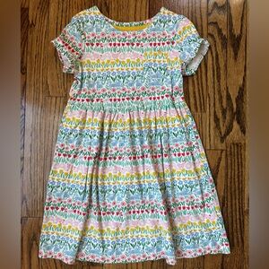 Mini Boden Girls Colorful Floral Stripe Easter Bunny Dress size 7-8